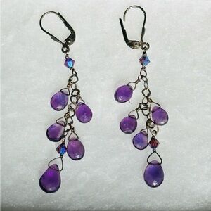 Elegant Amethyst Purple Dangle Earrings 2 1/2 inch dangle